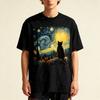 Cat Starry Night Van Gogh Cat For Cat Lover Cat Mom Cat Dad T-Shirt