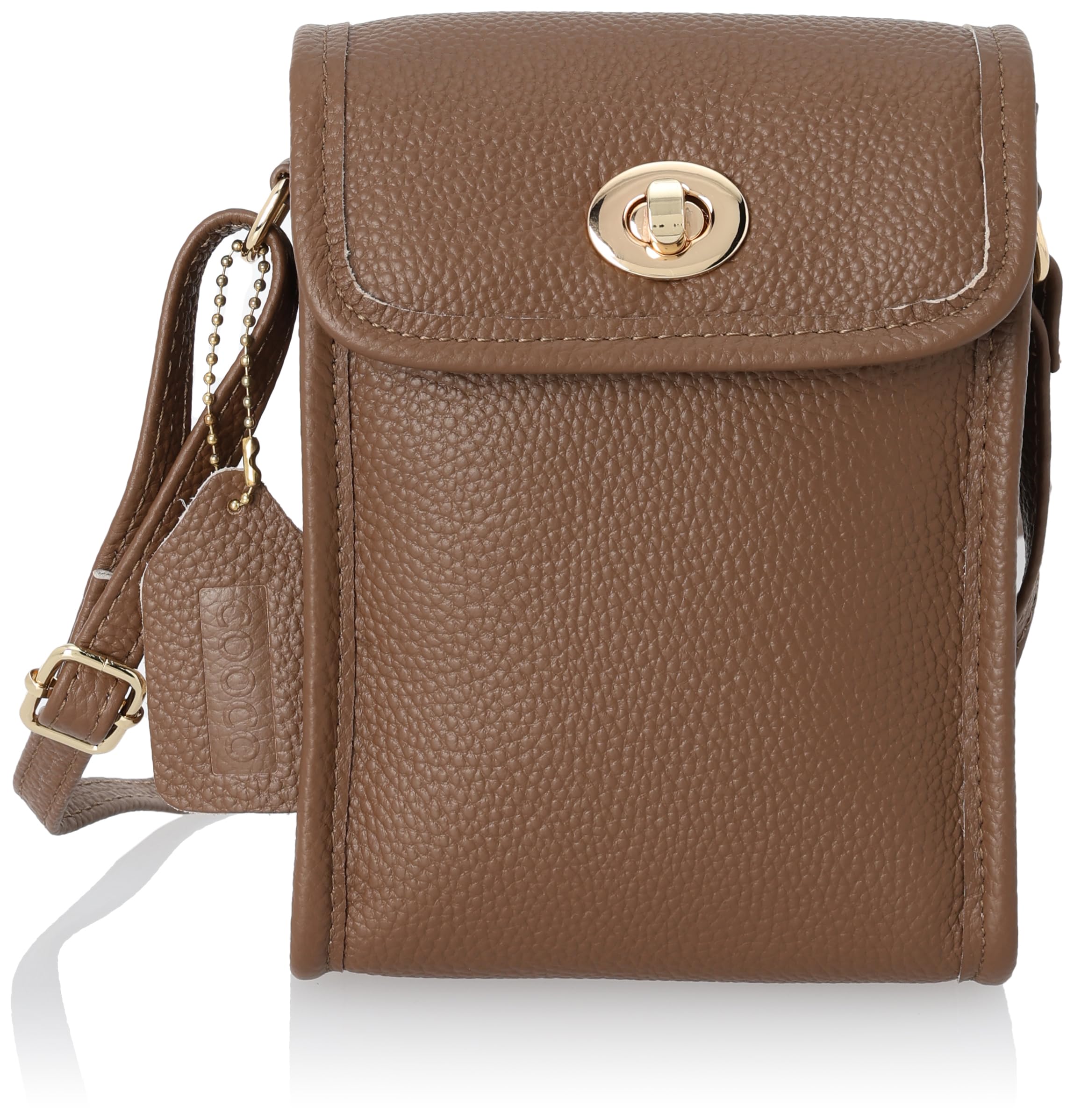 

Cuco Shrink Leather Twisted Metal Vertical Pochette 2353111301 Oak (347)