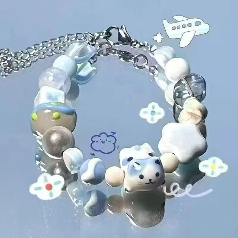 Cute Cat Beaded Elastic Rope Bracelet For Women Cute Personality Fashionable Niche Elegant Exquisite And Jewelry
