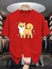 Unisex Black Tee Sweet Floral Cute Shiba Inu Puppy Cartoon Graphic Print Crew Neck Short Sleeve Summer Casual Male Cotton Street