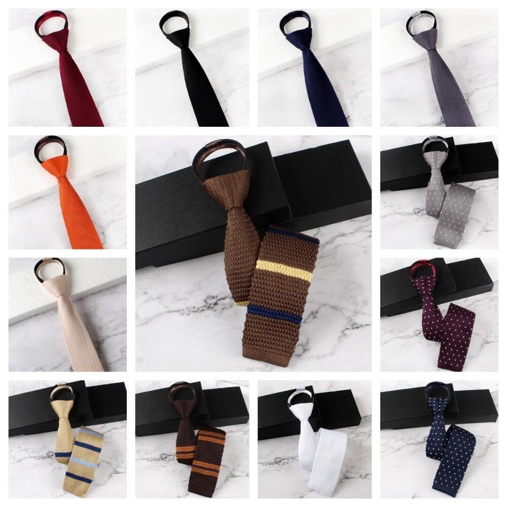 Gestreifte Strickkrawatte Reißverschluss Automatischer Reißverschluss Krawatte Bekleidungszubehör