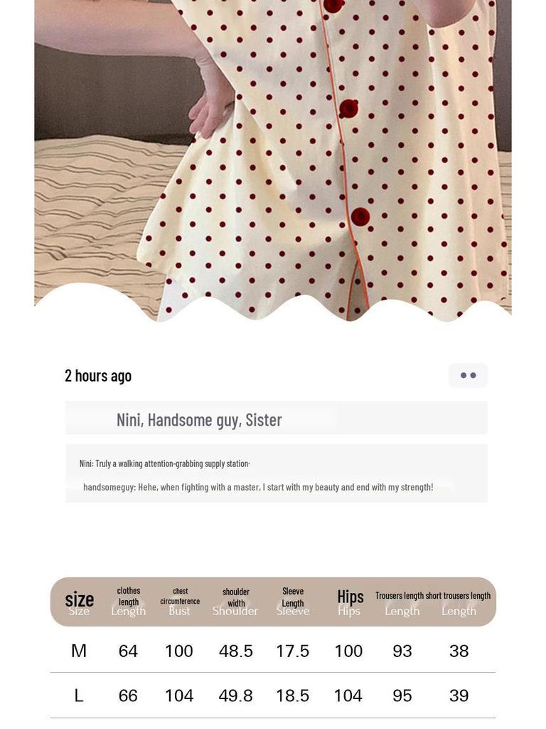 Damen Pyjama-Set im koreanischen Stil mit Cartoon-Polka-Dots – Kurzarm und Shorts, leichte Sommer-Homewear