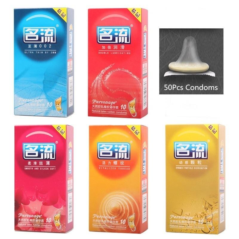 New 50 Pcs2/0 Pcs/Lot Hot Sale Quality Sex Products 5 Box Of Natural Latex Condoms For Men Adult Better Sex Toys Safer Contraception Toy Set