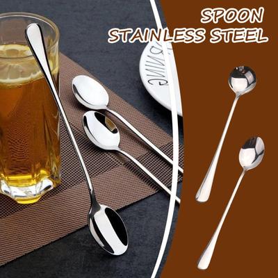 6pcs Stainless Steel Ice Tea Scoop Dessert Spoon Food Grade Ice Cream Candy Tea Spoon Milkshake Coffee Multi-Purpose Spoon