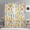 2PCS Digital Printed Curtains, White Yellow Daisy Sunflower Floral, Window Treatments for Living Room Bedroom Kitchen Home Decor