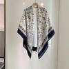 oversized beige flower travel sunscreen sunshade cotton and linen scarf women's silk scarf 111cm large square scarf shawl dual-purpose