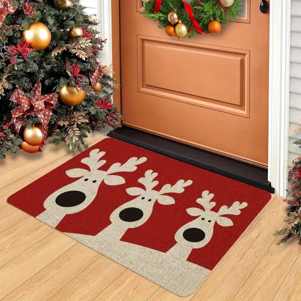 Christmas Welcome Floor Mat for Indoor and Outdoor Entrance, Courtyard Entrance Passage Carpet, Home Decoration