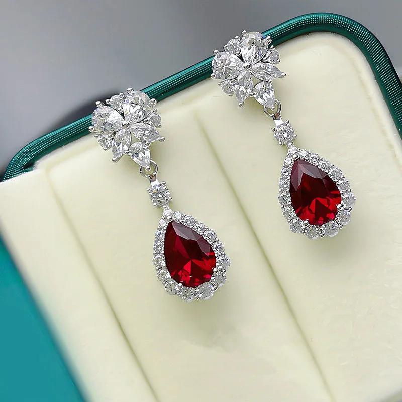 2026 Gorgeous Red CZ Women's Cubic Zirconia Earrings, Bright and Elegant   Engagement Wedding Party Jewelry
