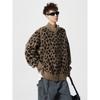 American trendy brand leopard print cardigan sweater men's cleanfit retro knitted sweater loose casual lazy couple coat