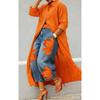 2026 Womens Wide Leg Denim Pants Loose Fit Printed Casual Trousers Mid-Rise Straight Cut