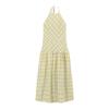 Yellow Plaid Backless Halter Long Dress - Women's Summer Vacation Style