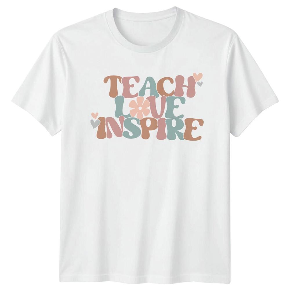 Teach Love Inspire Retro Teacher TShirt S
