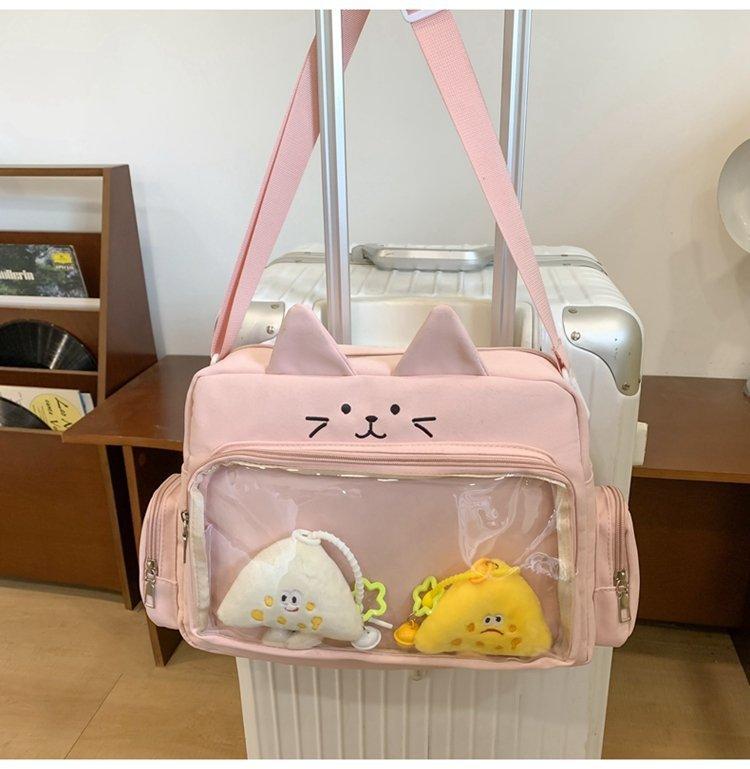 Módní Roztomilá kočičí taška přes rameno pro ženy Nylon Lolita Jk Casual Kawaii Japonský styl Ita Bag Y2k Fashion Students Crossbody