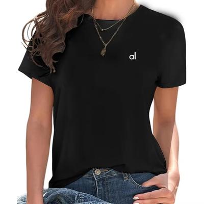 2025AL Sports Yoga T-shirt Women's Tees 100% Cotton Fashion Women Short Sleeve Brand Men Tees Summer Women Tops