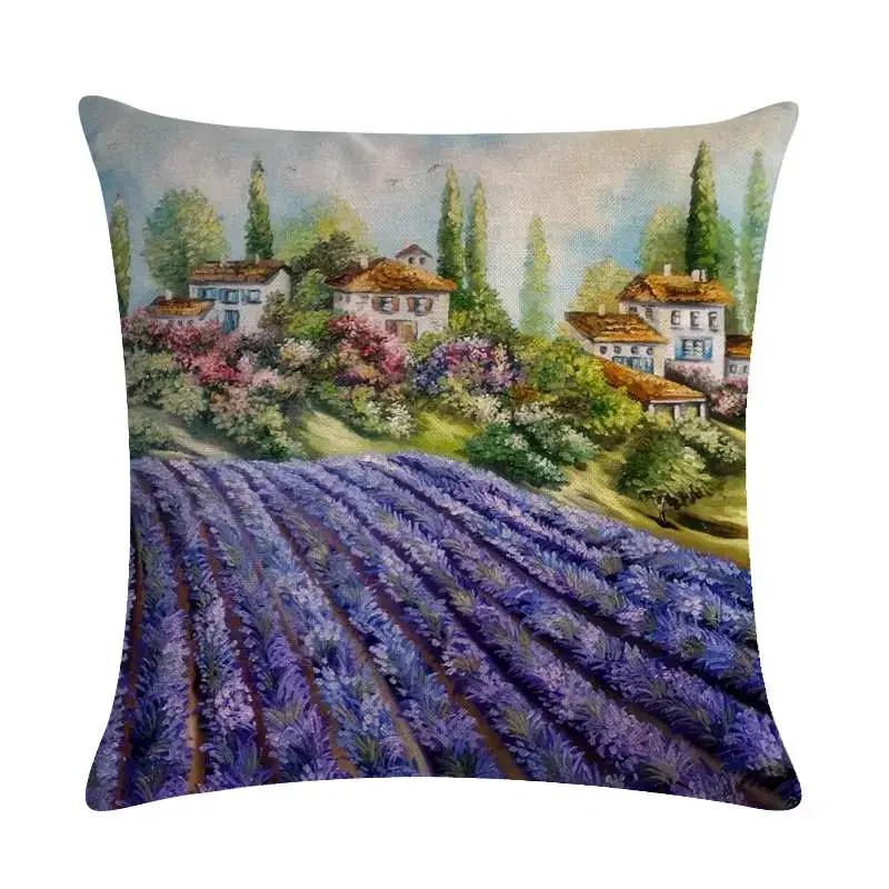 45X45Cm Decorative Throw Pillows Case Purple Lavender Flower Pillowcase Decorations Home Navidad Decor Flower Floral Decor