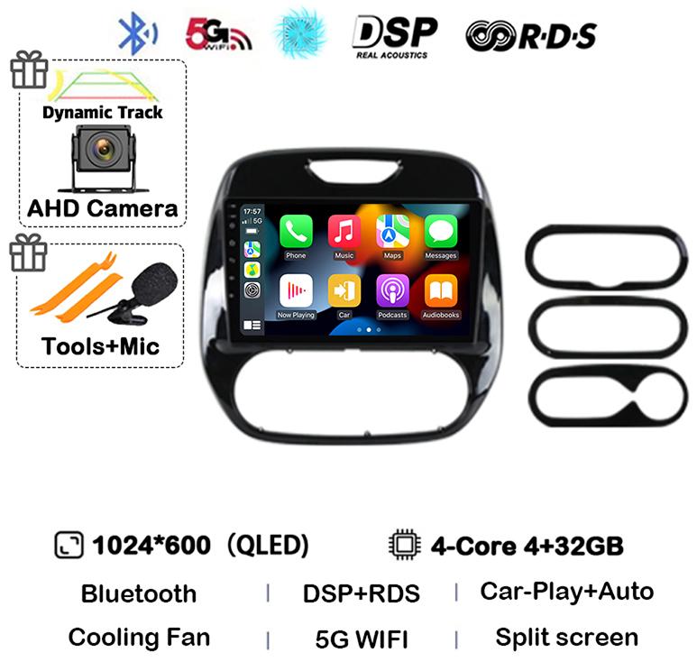 Android 14 Carplay Auto Für Renault Captur CLIO Samsung QM3 2011-2018 Autoradio Stereo GPS Multimedia Videoplayer 360 Kamera 4G