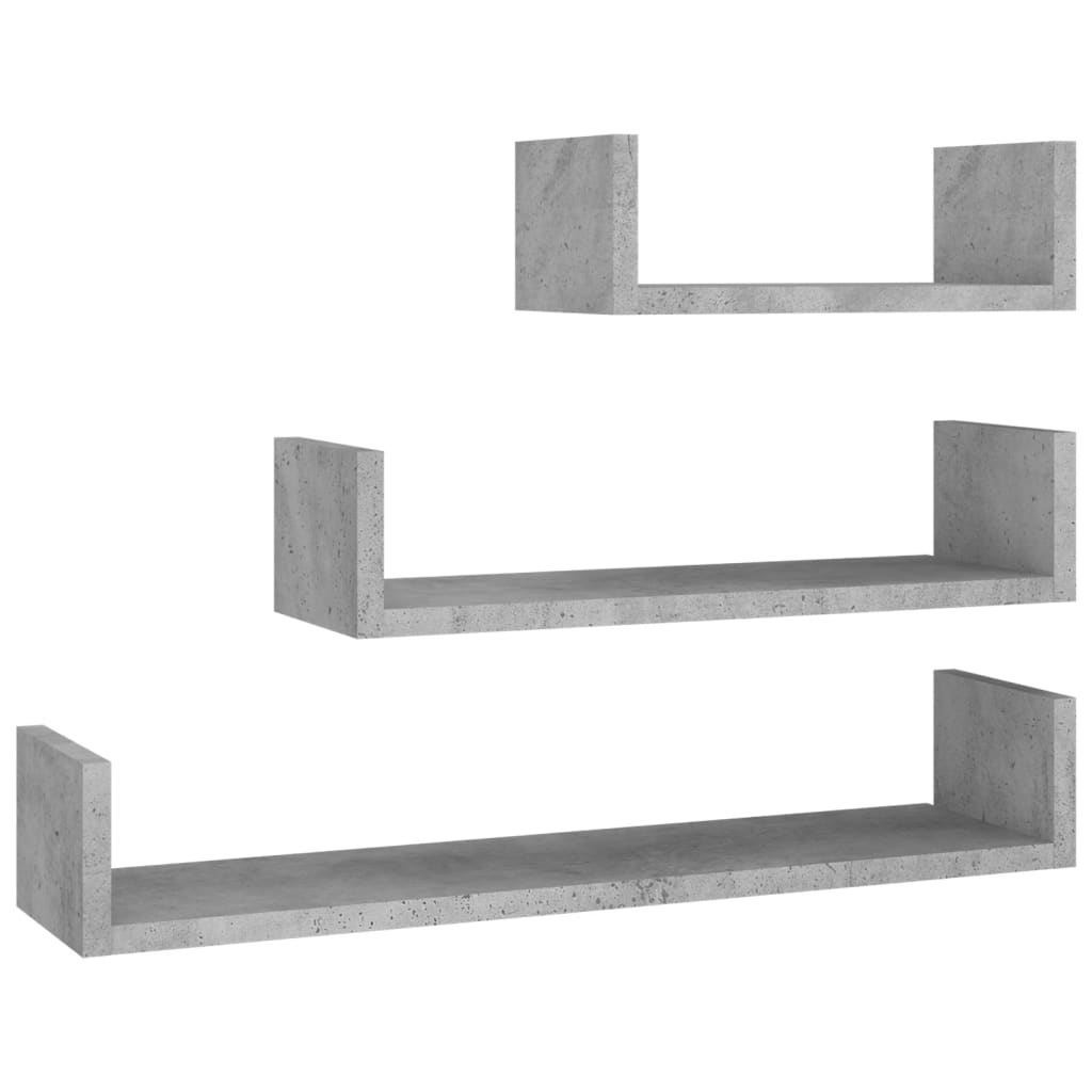 Wall Shelf Set 3 Pieces Concrete Grey Particleboard