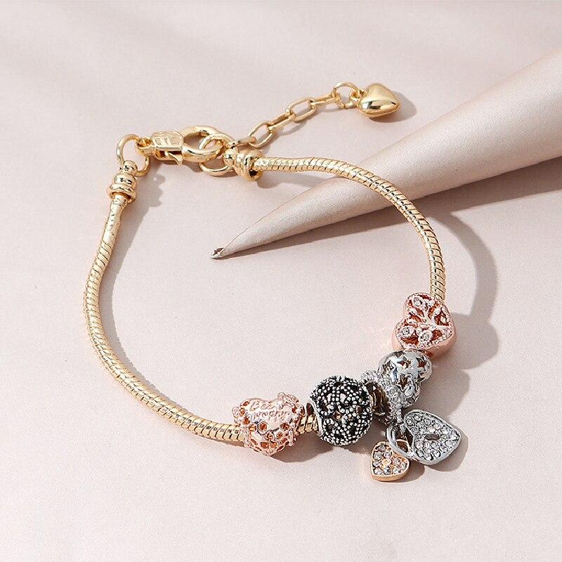 1pcs Heart Shaped Tree Of Life Bracelet Women Fashion Trend Jewelry Copper Chain Diy Beads