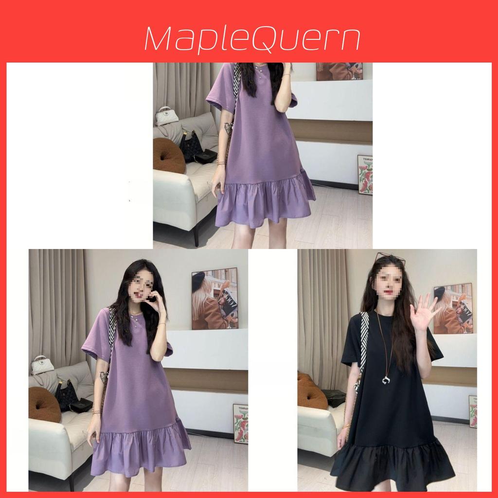Summer Dress For Women With Knit Fabric And Ruffled Hem For Casual And Travel Use