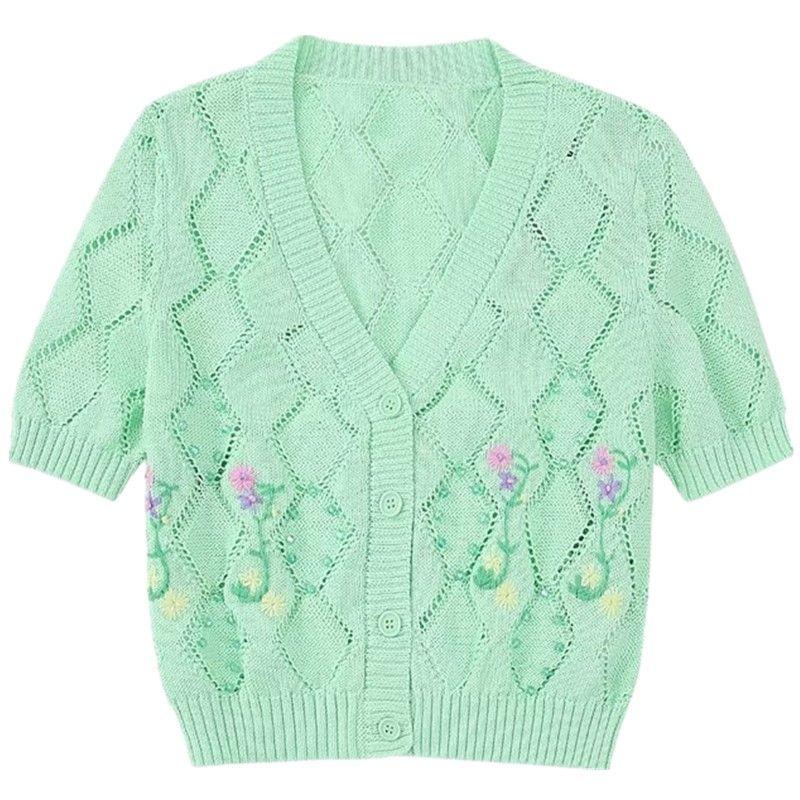 

Модный стиль Лето Новое поступление Модная женская одежда Легче всего сочетать Свитер с коротким рукавом и V-образным вырезом 1957015 526 Green S