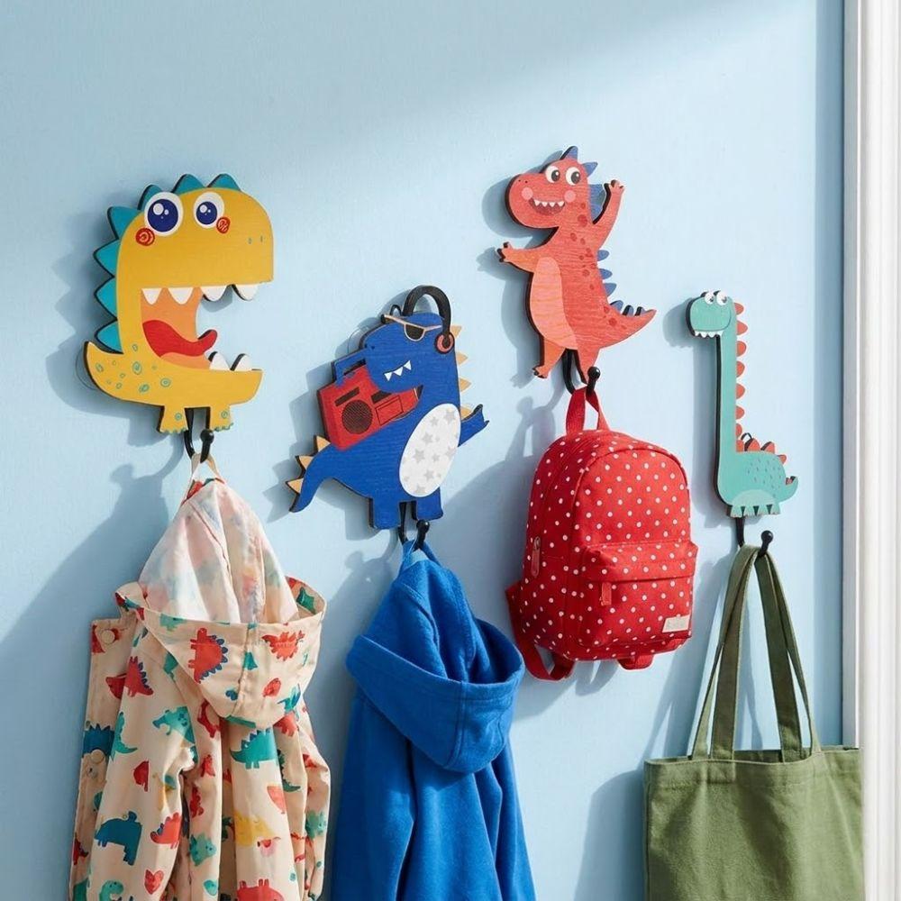 4 Stück Cartoon Dinosaurier Wandhaken 4 Haken Eingangsbereich Schlüsselhaken Wanddeko Haken Kinderzimmer