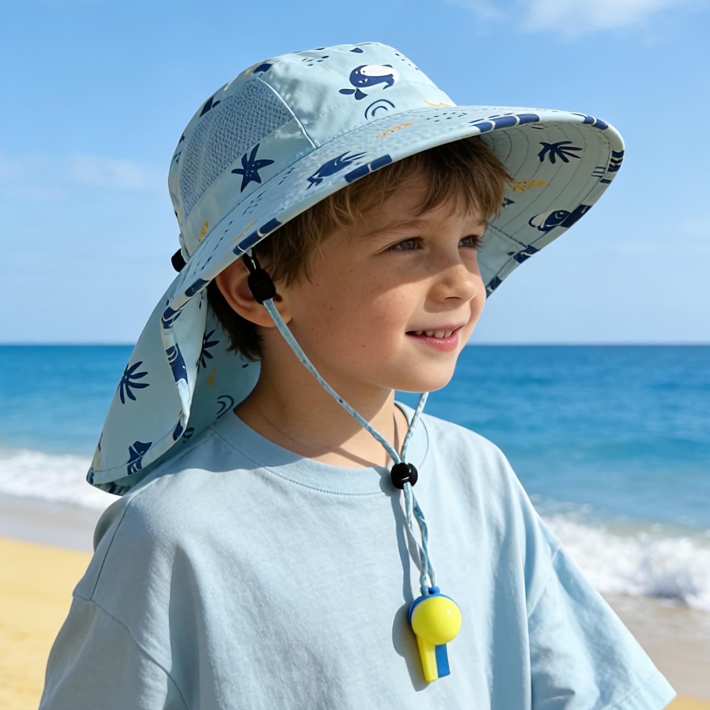 

Children s Cute Breathable Sun Hats Kids Caps Girls Anti-ultraviolet Outdoor Beach Hat Boys Quick-drying Shawl Large Sun Hats синий