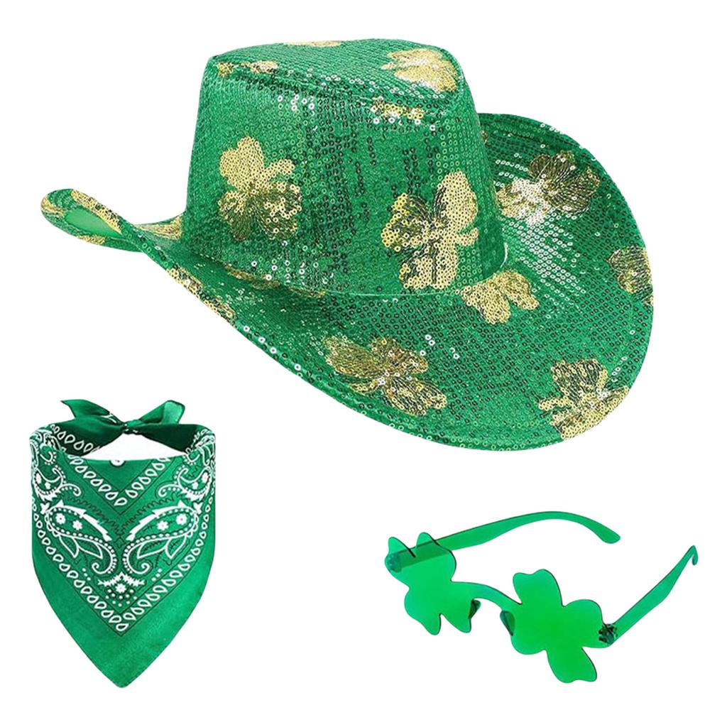 Shamrock Decoration Hat Suit Stage Performances Hat Sequins Celebrations Hat for Festives Parties