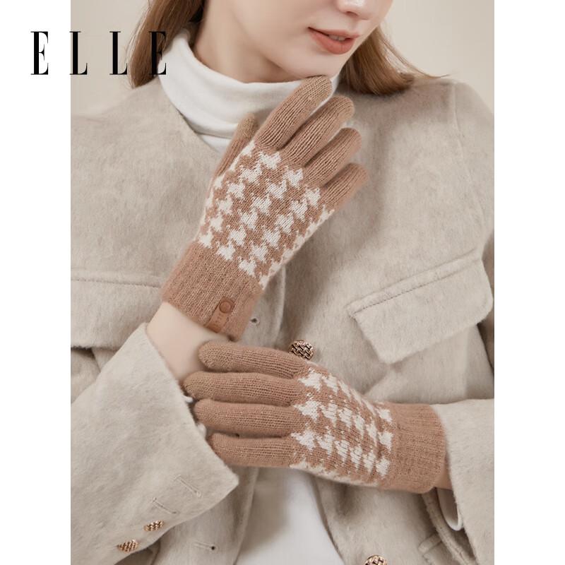 

Женские сенсорные перчатки ELLE из шерстяного трикотажа в гусиную лапку One Size