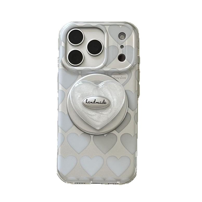Korean Style Electroplated Heart Magnetic Phone Case for iPhone 17/16 Pro Max/15/14