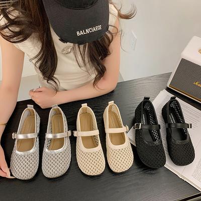 Hollow Mesh Fishing Net Shoes Women's Summer New Versatile Simple Woven Belt Mary Jane Women's Shoes