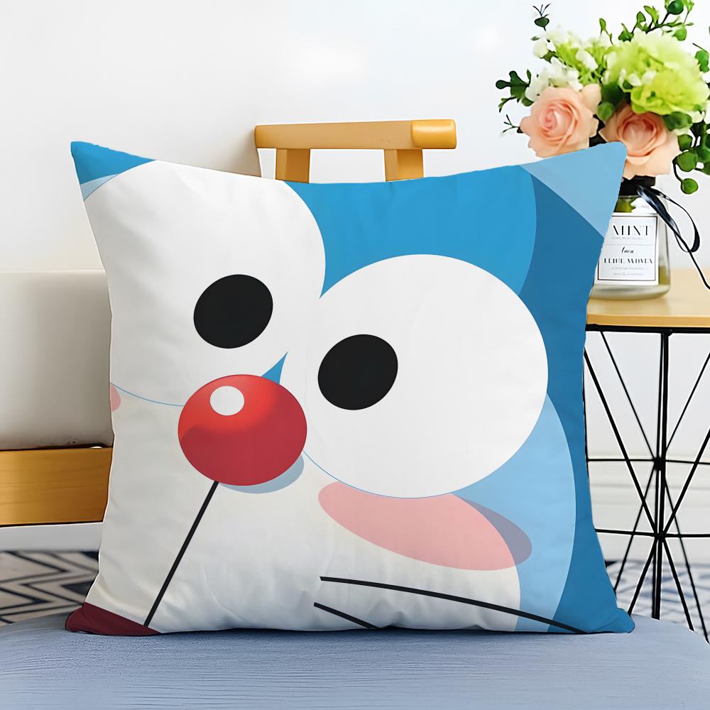 DDoraemon Cushion Cover Washable Linen Pillowcase Soft for Sofa Bed Cozy Home Room Decor
