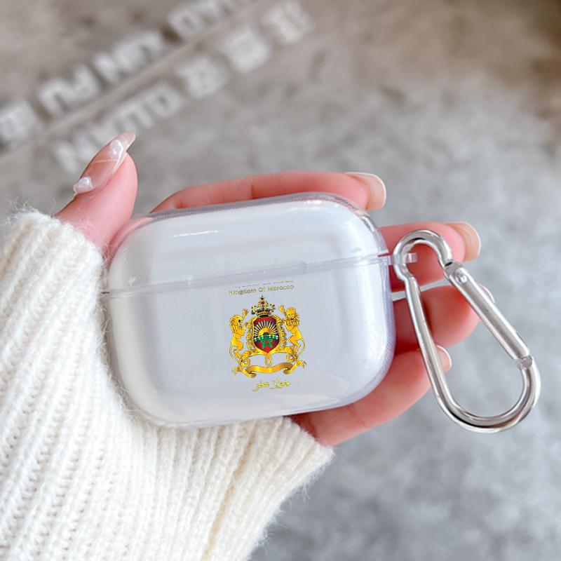 Silikonhülle für Apple Airpods 2 1 Kopfhörerhüllen Mit Haken Marokko Flagge Fußball Für Airpod Pro 3 Pro2 Klare Schutzhüllen