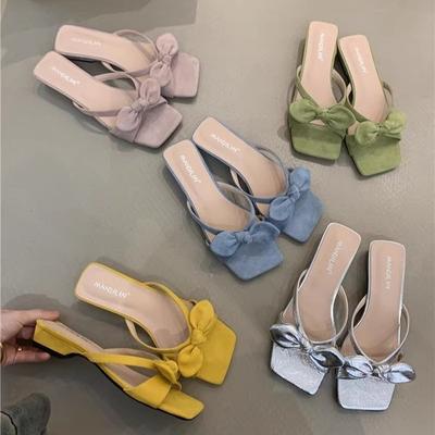 Fashion Summer New Style Fashionable Comfortable Women Slippers Elegant Slipper Bow Shoes Women Casual Open Toe Flat Heel Slippers