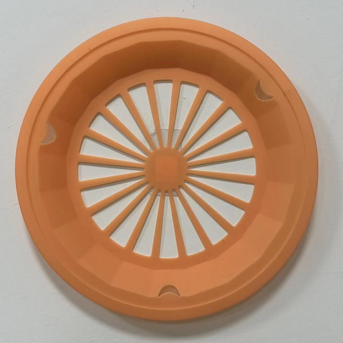 

Plastic round hollow drain basket, outdoor picnic food storage plate, barbecue plate holder drain basket помаранчевий