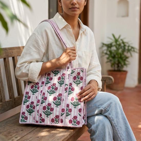Shoulder Bag usalover925 Multicolor Quilted Cotton Hand Printed Shoulder Bags 146