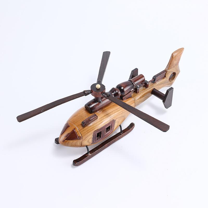 Retro Wooden Airplane Model Ornament - Handcrafted Desktop Decoration