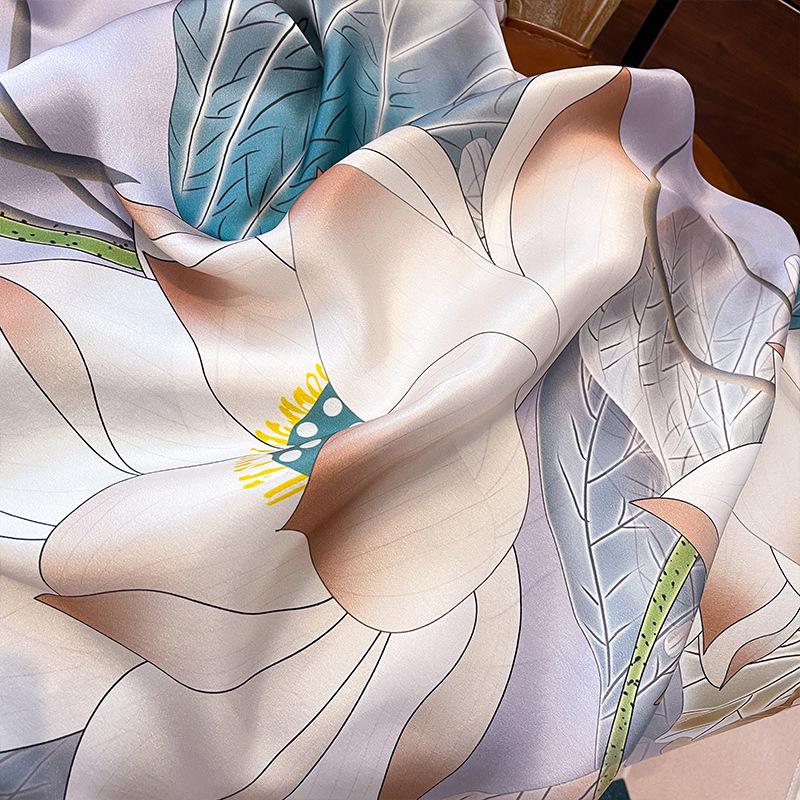 Lotus Silk Silk Scarf, Women'S Versatile Mulberry Silk Scarf, Long Medium Mother Shawl, Spring And Autumn High-End Medium
