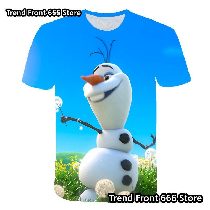 Anime Frozen Girls T-shirts Summer Short Sleeve Daily Tops