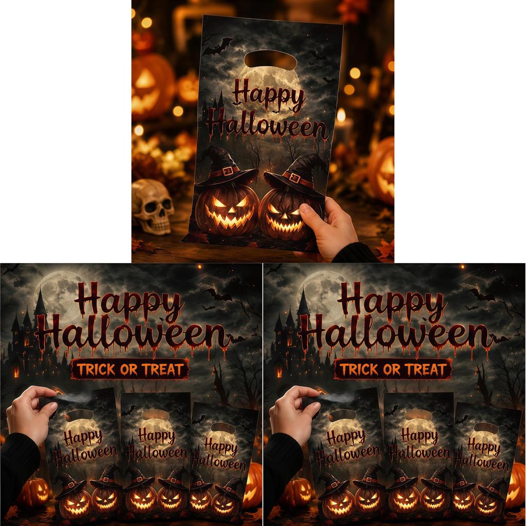 Halloween Pumpkin Candy Bags With Glitter Film For Childrens Trick Or Treat Parties