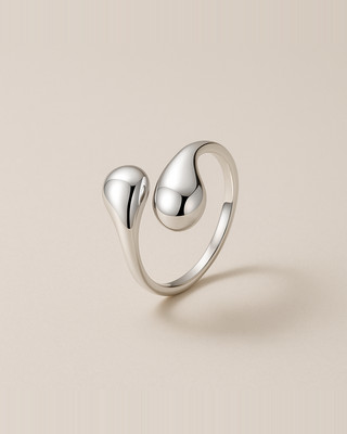 Inele reglabile cu picături de apă din argint 925, lucrate manual, înalt lustruit, inel pentru femei, fete