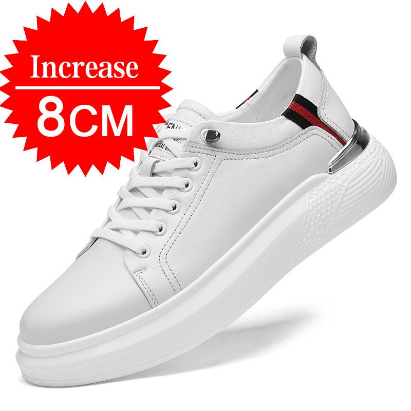 Pantofi sport din piele naturală pentru bărbați, pantofi sport cu ridicare, invizibili, respirabili, cu înălțime de 8/10 cm, adidași casual la modă pentru bărbați 2024