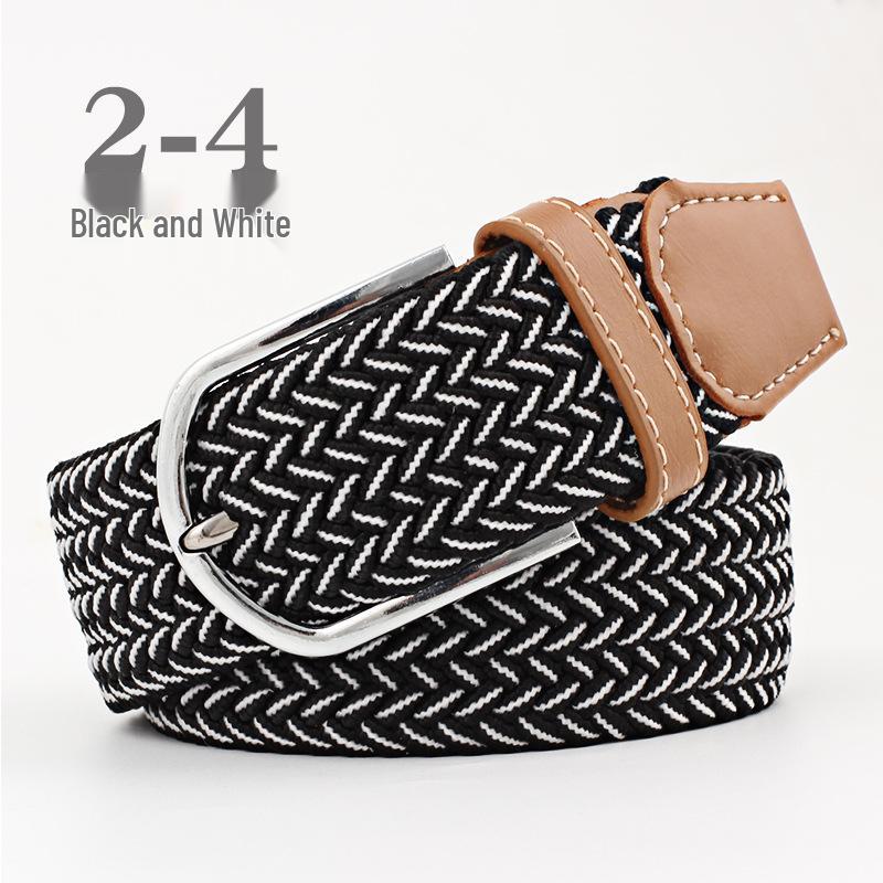 חגורת בד אלסטית יוניסקס עם אבזם פין - אבזם אריגה קז'ואל מתיחה עם הדגש עור