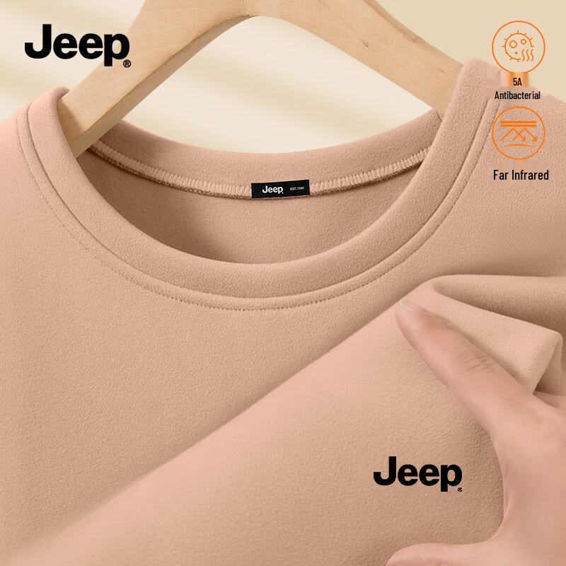 JEEP Men s Fleece Lined 5A Antibacterial Stretch Crew Neck T-Shirt 2XL