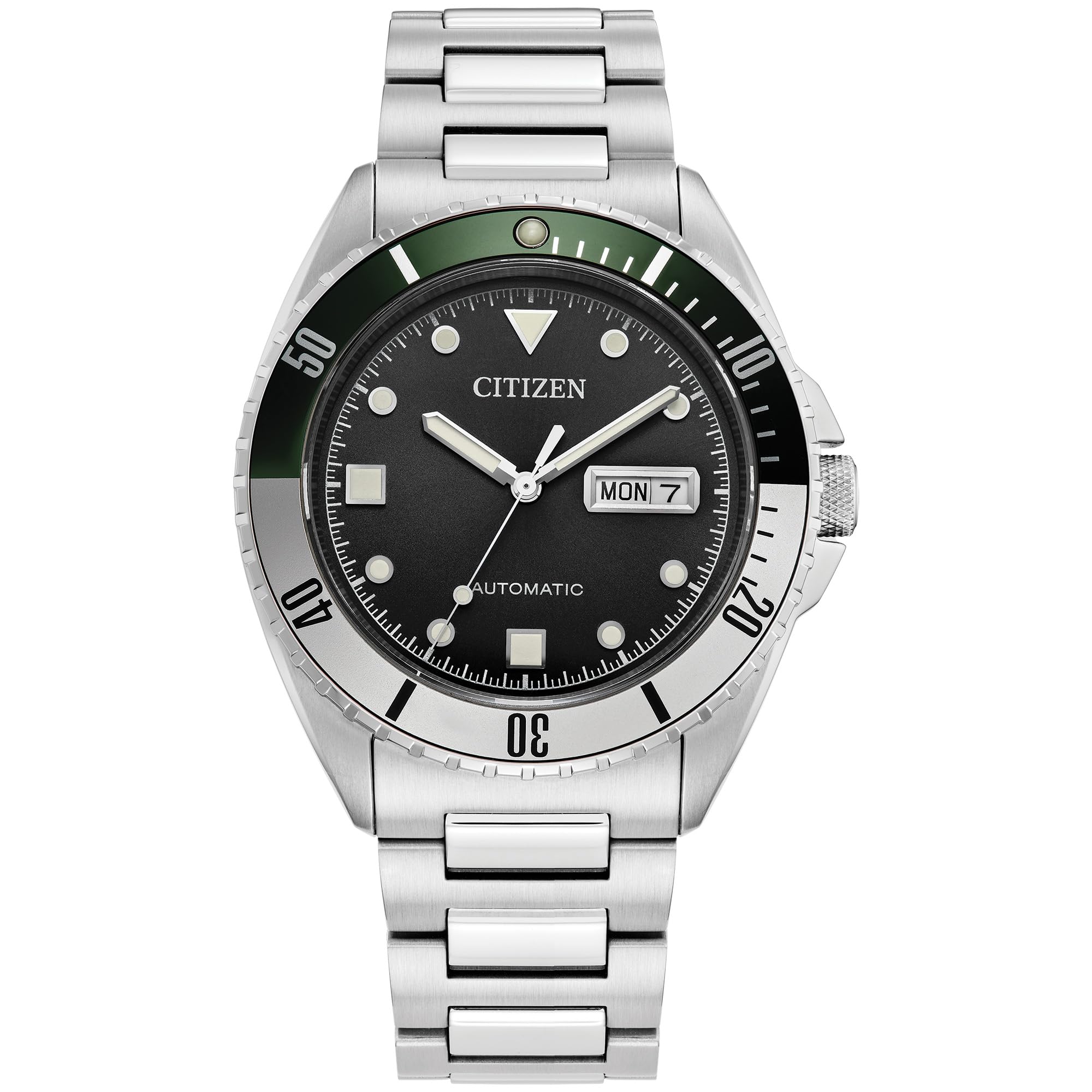 

Citizen Automatic Silver Tone Stainless Steel Black 3 Classic Men s Watch, Bracelet, Dial, Hands/Date (Model NH7531-50E), Silver, срібний