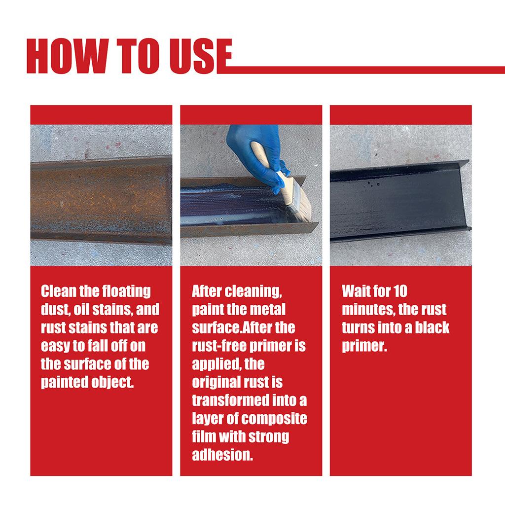 Self Etching Primer Metal Rust Remover Water-based Metallic Paint for Rusty Iron Gates, Railings, Steel Bars, Machinery