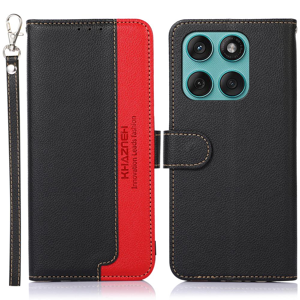 

KHAZNEH For Motorola Edge 60 5G/60 Fusion 5G Case RFID Blocking Wallet PU Leather Phone Cover Black