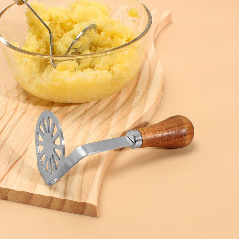 Acacia Wood Handle Stainless Steel Multifunctional Potato and Baby Food Masher