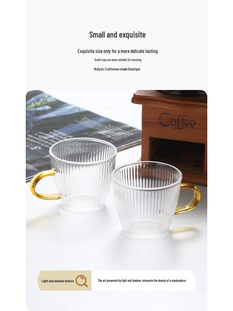 Set of Six Hammered Pattern Small Borosilicate Glass Tea Cups for Kung Fu Tea Tasting