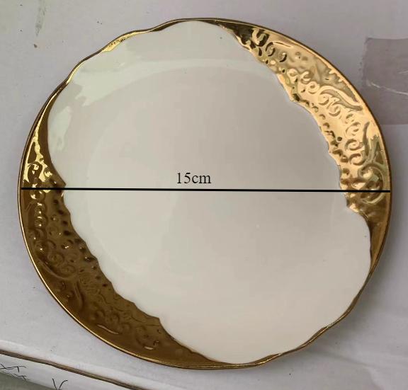 Golden Edged Ceramic Dining Plate Western Style Steak Plate Pasta Dish Sushi Plates Salad Bowl Serving Plates Dessert Bowl Dish