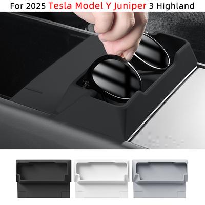 Central Armrest Storage Box For Tesla New Model Y Juniper Launch 2025 Model 3 Highland 2024 Car Glasses Phone Storage BOX